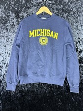 Michigan Wolverines Sweatshirt Mens S Blue Champion Pullover Fleece NCAA