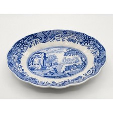 Spode Blue Italian 5" Oval Scalloped Bowl, Made in England, Vintage Transferware