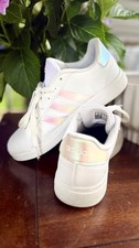 Girls Adidas Grand Court Sneakers White Iridescent