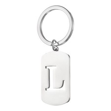 Initial Letter Key Chain, A-Z KeyChain Pendant Key Ring, Silver Letter L