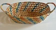 Decorative Rattan Wicker Basket 10x7x3 Colorful Natural Blue Orange Yellow
