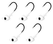 Swimbait Jig Heads, Realistic Eyes, Bass Catfish Lures, 5 Pack, White