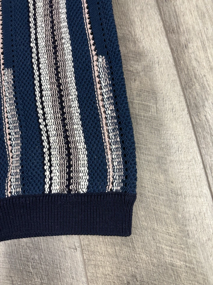 Tory Burch Navy Stripe Knit Sweater Cotton Blend Size S - Image 4 of 4