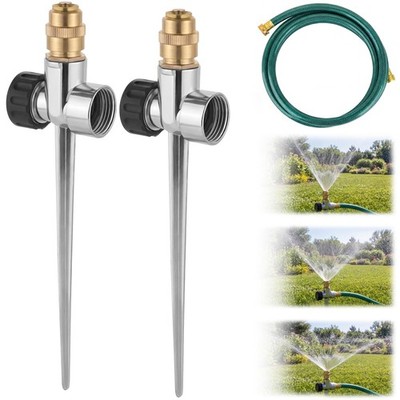 Lawn Sprinkler with Hose for Yard, 2 Pack Coverage Metal Water Sprinklers wit...