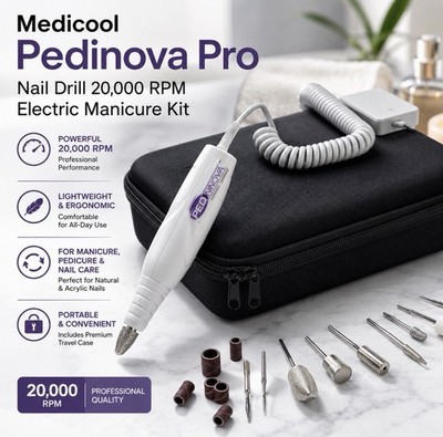 Medicool Pedinova Pro Nail Drill 20000 RPM Electric Manicure Kit