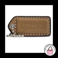 COACH Y2K VINTAGE Hang Tag 2" Light Brown Leather Bag Charm Keychain Fob Medium