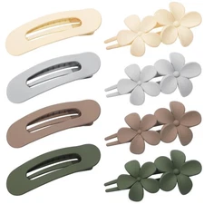 8 PCS Flat Hair Claw Clips, 2 Styles, Non Slip, Women Girls, Medium Hair Volume