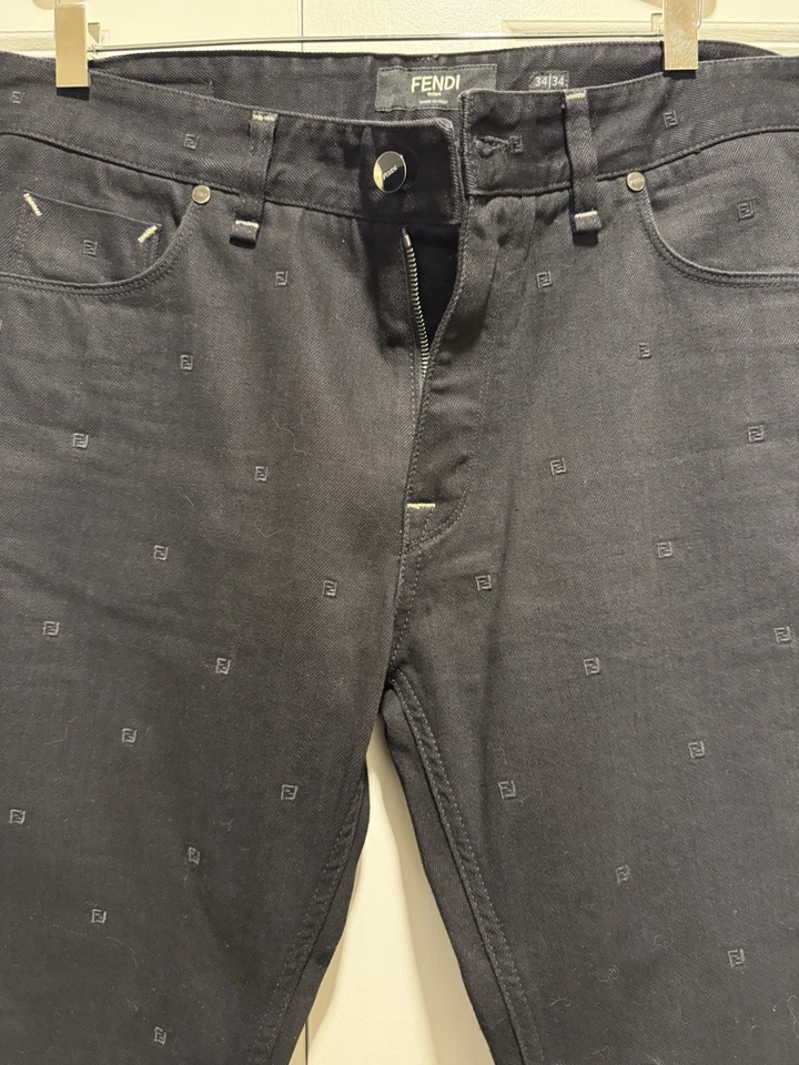 JEANS FENDI ZUCCA FF LOGO PIERNAS RECTAS NEGROS-TALLA-34/33 Foto 2 de 4