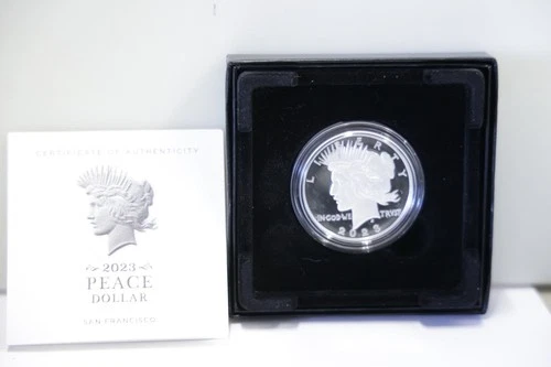2023 S Peace Silver Dollar Proof Coin, Original US Mint Box - COA