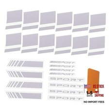 24Pcs Car Decor Stickers,4Pcs Rear View Mirror Stickers,8Pcs Sport Emblem White