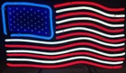 Neon American Flag GHN NEON Inc 800-0148 Vintage 18”x 12” Wall Mount/ Free Stand