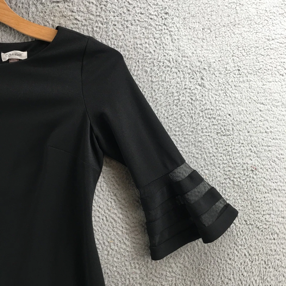 Calvin Klein Pencil Dress Womens 12 Black Bell Sleeve Casual Lace Back Zipper - Image 4 of 4