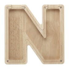 Wooden Letter Piggy Bank, Letter N, 1 Pcs