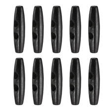 10pcs Wooden Toggle Buttons 50mm 2-Hole Wood Olive Sewing Button, Black