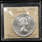 1960 $1 ICCS MS63 *Island Grass Variety* Canada Silver Dollar Brilliant Unc