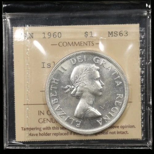 1960 $1 ICCS MS63 *Island Grass Variety* Canada Silver Dollar Brilliant Unc