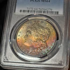 1887 Morgan Silver Dollar PCGS MS64 Rainbow Toned Coin Beautiful Color Toning