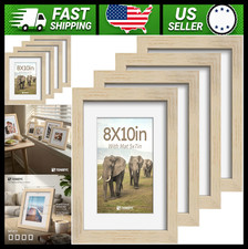 Oak Solid Wood 8x10 Picture Frame Set, 4 Pack, Tempered Glass