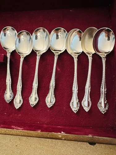 Vintage Set Of 7 Gorham Sterling Silver 6” Spoons Silverware 252G PAT 1939