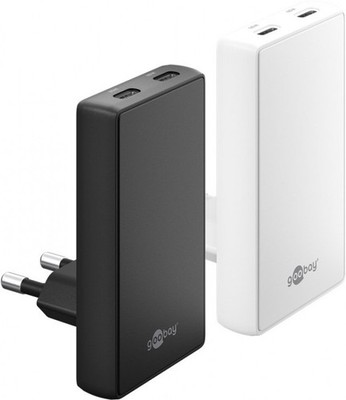 USB-C  PD GaN Dual-Schnellladegerät 90° Flat (65 W) weiß