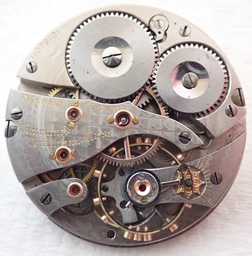 ANTIQUE 16s WALTHAM VANGUARD 19 JEWEL 19j OPEN FACE POCKET WATCH MOVEMENT PARTS
