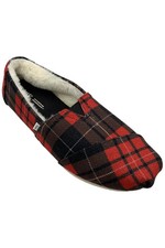 TOMS Women's Tartan Printed Felt/Faux Fur Alpargata Red