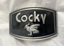 New Cocky Black Belt Buckle 3D Design Chrome Color Trim