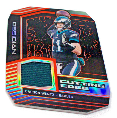 2019 Carson Wentz Panini Obsidian Cutting Edge Relic Card #CE-7 01/50