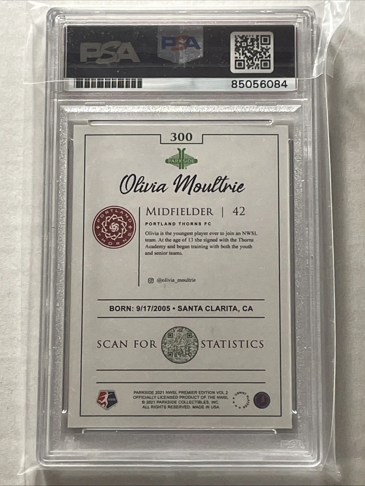 Olivia Moultrie 2021 Parkside NWSL RC Rookie Auto Autograph PSA Authentic Thorns - Image 2 of 2
