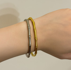 Authentic 18K Gold Plated Bamboo Bangle Cuff Bracelet