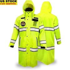 High Visibility Waterproof Rain Jacket W/ Reflective Strips  ID Pocket New