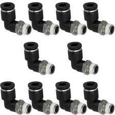 10PCS Pneumatic Male Elbow 3/8" Tube OD x 3/8" NPT Thread Push to Connect Air...