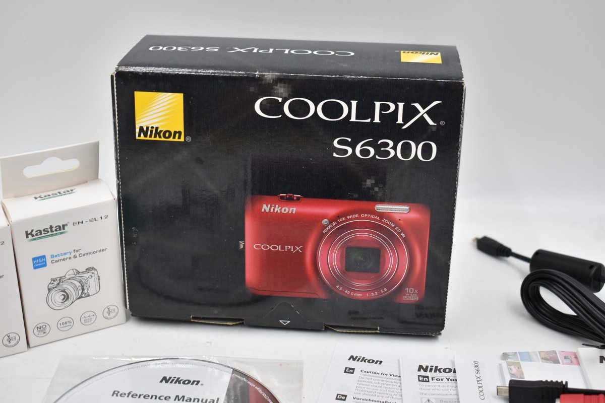 Nikon COOLPIX S6300 16.0MP Digital Camera Red Complete - FULLY