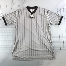Adams Shirt Mens XL Gray Pinstripe V-Neck Short Sleeve Referee Smitty Elite
