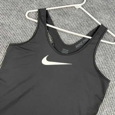 Nike Pro Tank Top Womens Large Black Racerback Athletic Training Dri Fit Gym Run