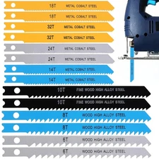 14 PCS U-Shank Jig Saw Blade Set, Jigsaw Blades Fit Vast Majority U Silver