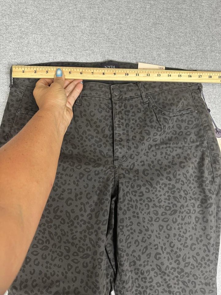 Pantalones de mezclilla ajustados NYDJ Ami para mujer 14 W con estampado de leopardo Lift Tuck Jag NUEVO Foto 3 de 4