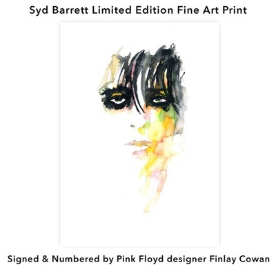 Seltener ''Syd Barrett'' Druck. Signiert & nummeriert vom Pink Floyd Künstler Finlay Cowan