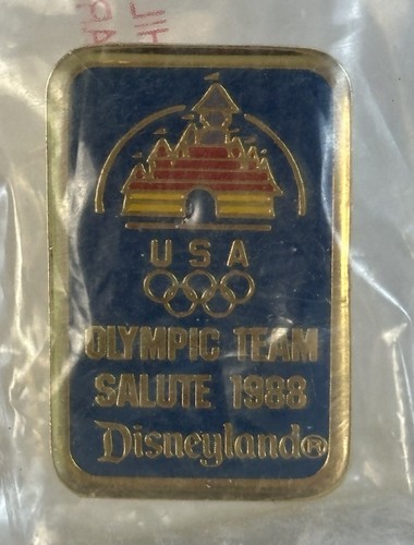 NOS Disneyland Olympic Team USA Salute 1988 Castle Logo Lapel Hat Pin Calgary