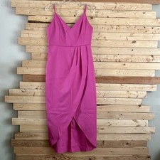 Women’s Vibrant fuchsia Pink Zip Closure  spaghetti Straps Cocktail Dress size M