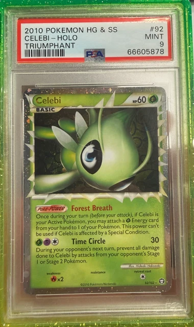 2010 POKEMON HEARTGOLD & SOULSILVER TRIUMPHANT #92 CELEBI-HOLO PSA 9