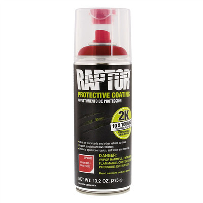 U Pol Products RAPTOR UP4886 2K Bedliner Aerosol, 13.2 oz Aerosol Can, Flame Red