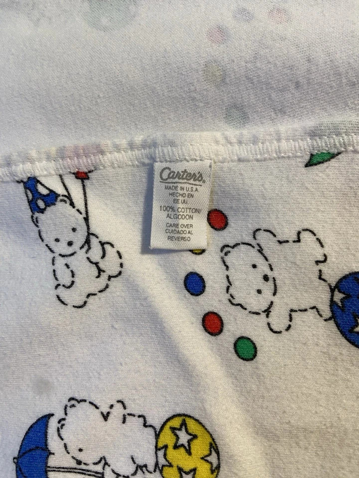 Manta bebé algodón globos circo oso color primario vintage Carters Lovey Foto 3 de 3