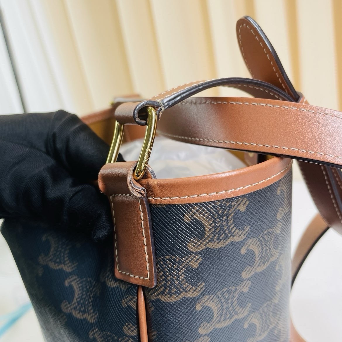 Authentic Celine Triomphe Monogram Bucket Bag – B… - image 12