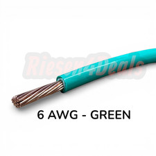 6 AWG Gauge Green 600V THHN Stranded Copper Wire UL Listed - Multiple Lengths