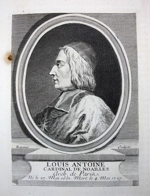 Louis Antoine de Noailles Erzbischof cardinal Kardinal Kupferstich Portrait