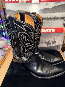 Bottes Western Cowboy Vintage Justin USA 3133 – Cuir Noir Homme Taille 9 D