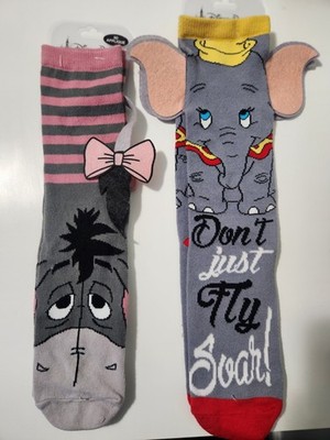 2024 Walt Disney World Parks Dumbo & Eeyore Pair of Adult 3-D Socks