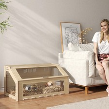 PawHut 39" Hamster Cage, Gerbil Cage w/ Acrylic Window  Openable Top Oak