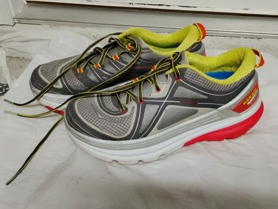 Hoka One One Constant Women Running Shoes Size 7 Grey Neon Yellow Red Stability 